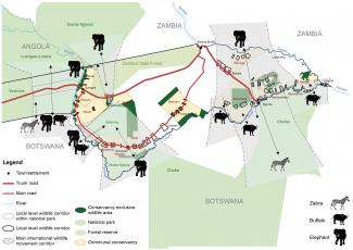 Wildlife corridors within th KAZA landscape